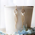 14kgf/Lovely Shell pearl wave pierce /イヤリング