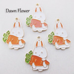 【D-0683】8pcs　ニンジンを持ったうさぎ　28×19mm　オレンジ　チャーム