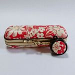 がまぐち印鑑ケース　（レトロフラワー柄 朱色）