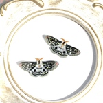 手描きのEmperor mothのスタッドピアス　イヤリング　クジャクヤママユ　大きめサイズ　再販