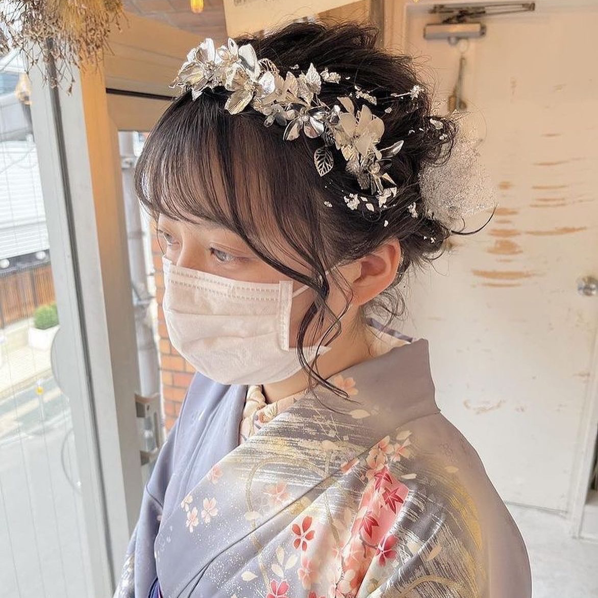 silver botanical head band