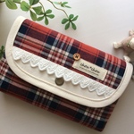 赤チェック　母子手帳・通帳カードケース