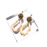 【beige】wood beads × deformation ring pierce ／ earring
