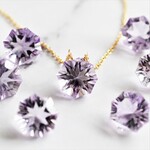 【限定数のみ】宝飾用ルース　ピンクアメジスト　ファセットカット　サージカルステンレスネックレス40cm 
