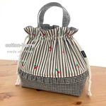🍒お弁当袋・チェリーミルク(デコレクションズ)cotton-berryオリジナル持ち手付…ෆ
