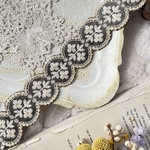 ※焦げがつく場合あり　モスグリーン　カーキ　インド刺繍リボン　花　インド刺繍　スパンコール　刺繍リボン　リボン　りぼん