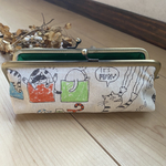 カラフル　ブスカワキャット×グリーン　　縦6.5cm スマートコンパクトペンケース　筆箱ねこ　ネコ　猫
