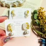 ミモザデザイン💛コットンパールorビジュー付きピアス/イヤリング