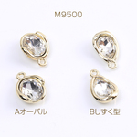 M9500-B  12個  メタルチャーム ラインストーン付き ゴールド 3X（4ヶ）
