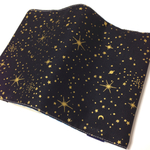 ブックカバー 文庫本サイズ 星空 黒×ゴールド