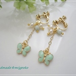 ☆Ｍｉｎｔ☆ｂｕｔｔｅｒｆｌｙ＆pearlの春色イヤリング