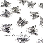 6個入)Antique silver butterfly connector charm