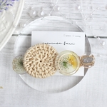 涼しげ 🍃 ラタン と サークル レジン ヘアクリップ  ・ レースフラワー ・ ホワイト ・ イエロー