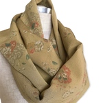  "和スヌード" 縮緬 着物リメイク  ボリューム 和柄 花柄 和装小物 上質 上品 マフラー 辛子色 マスタード (1106)