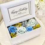 【送料無料】ブルーローズ　プリザーブドフラワー　写真立て　フォトフレーム　フォトボックス　結婚祝い　両親贈呈品　ウェディング　誕生日プレゼント　卒寿　米寿　喜寿　母の日　父の日　花　フラワーギフト