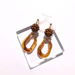 【brown】wood beads × deformation ring pierce ／ earring