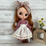 ドットミニヨンワンピース　エプロンセット　ミディブライスアウトフィット　ハンドメイド　服