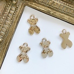 再入荷【4個セット♡】ゴールドくまちゃんラインストーン付きチャーム⭐️丸カン付き♡キッズハンドメイド♡リボンのセンターや♡小物やアクセサリー作りにも♡4点セット