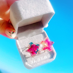  【薔薇の欠片🌹💫】ドライフラワースチールリングブルーホロ