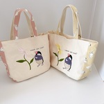 桜文鳥さんの広マチ帆布トート☆背比べする？