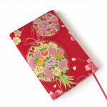 文庫本ブックカバー　和の花　赤