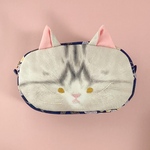 猫のお顔太巻きポーチ サバとら猫さん  黄色実
