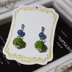 水引玉結びのピアス～草色～  ※イヤリングに変更可