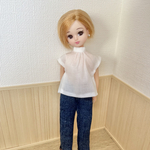 リカちゃん　フレンチスリーブブラウス　白