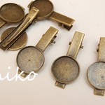 ハンドメイド素材♪セッティング付クリップ土台/10個/金古美