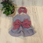 犬服　春夏ガーゼのふりふりワンピース🎀大きなピンクりぼん