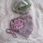 【母の日】【新作✴︎再販】オーキッドピンク＊サテン仕上げ＊クレンゼ裏地の刺繍レースマスク＊3サイズ展開