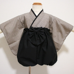 SALE 青海波模様×ブラック　ベビー袴　完成品