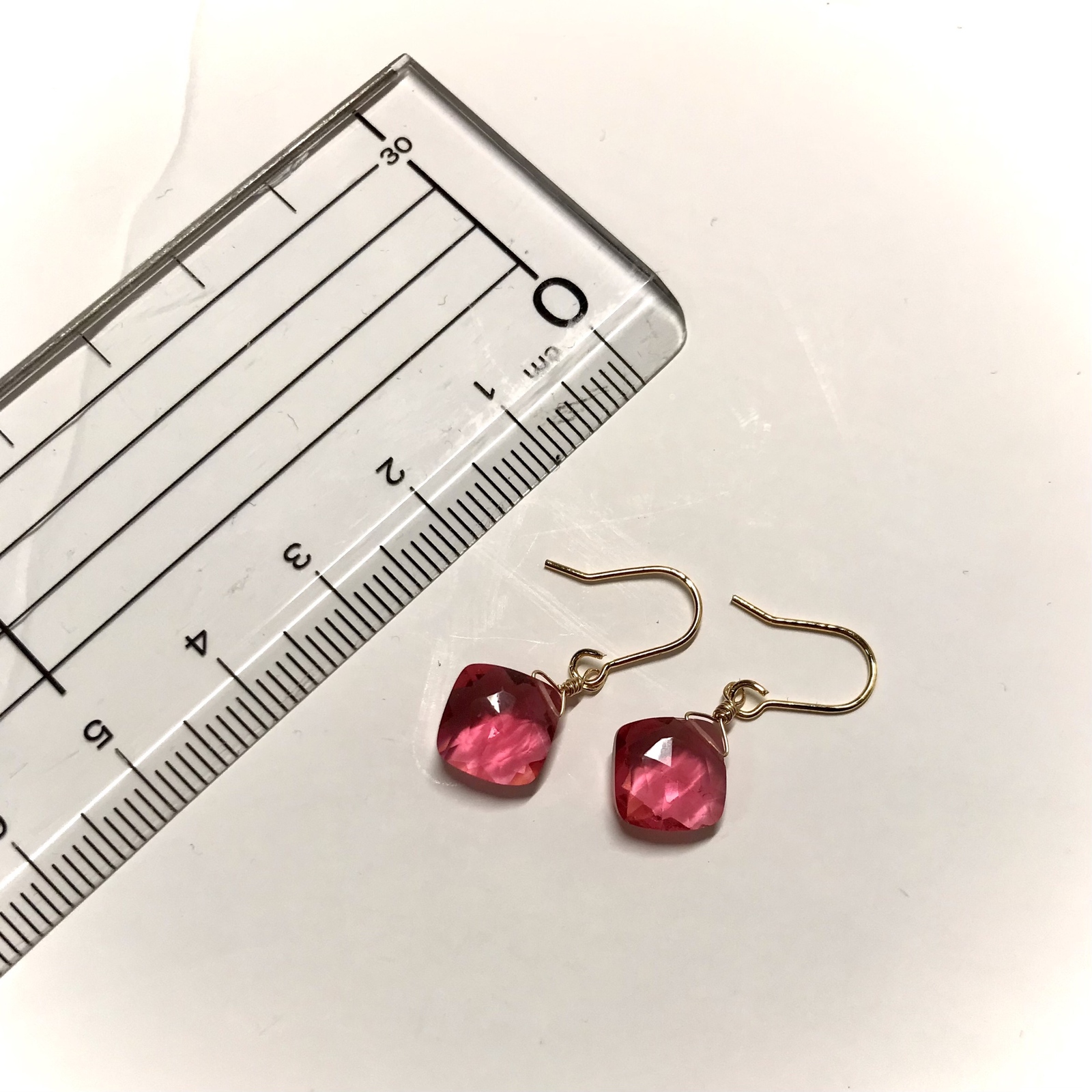 ルベライトハイドロクォーツのピアス 14Kルベライト\u0026ダイヤモンド 