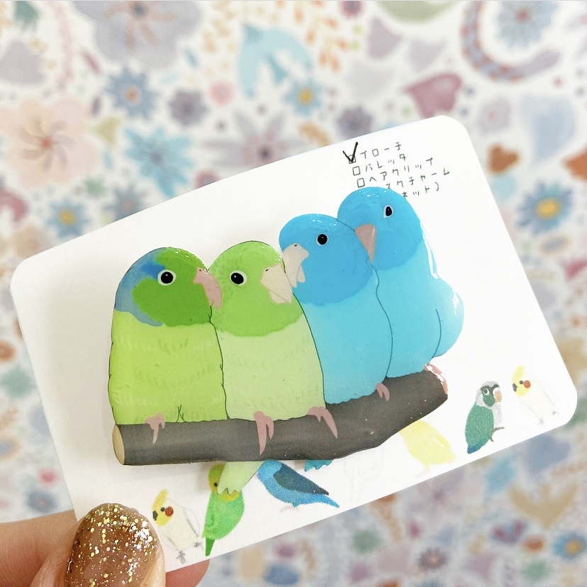 レジンハンドメイドインコちゃんシリーズ〜文鳥さんヘアクリップ rcbir101_1.jpg
