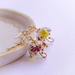 お花の傘のピアス　母の日にも　レジン　イエロー