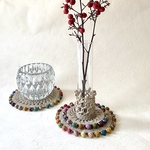 macrame ⌘ kantha カンタビーズ＆マクラメレース　一輪挿しフラワーベース　ブラウンØ10cm高さ14cm