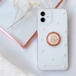 全機種対応　✳︎ホワイトブーケのスマホケース✳︎ iPhoneケース　リング付き　ピンクゴールド　リング　ドライフラワー　かすみ草　Android 花　かわいい　送料無料　ピンク　iPhone13 白