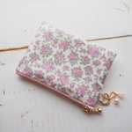 ★★One side all skeleton mini pouch　LIBERTY 　アビー　9P　ピンク系　11×8cm