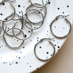［6ペア・12個］フープ ピアス金具 / シルバー / φ24mm （再販）