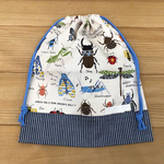 【sale】巾着  35×30センチ　昆虫⭐️白(裏地なし)　お着替え袋などに
