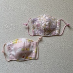 ピンクの白くまと花のキッズ立体マスク2点セット