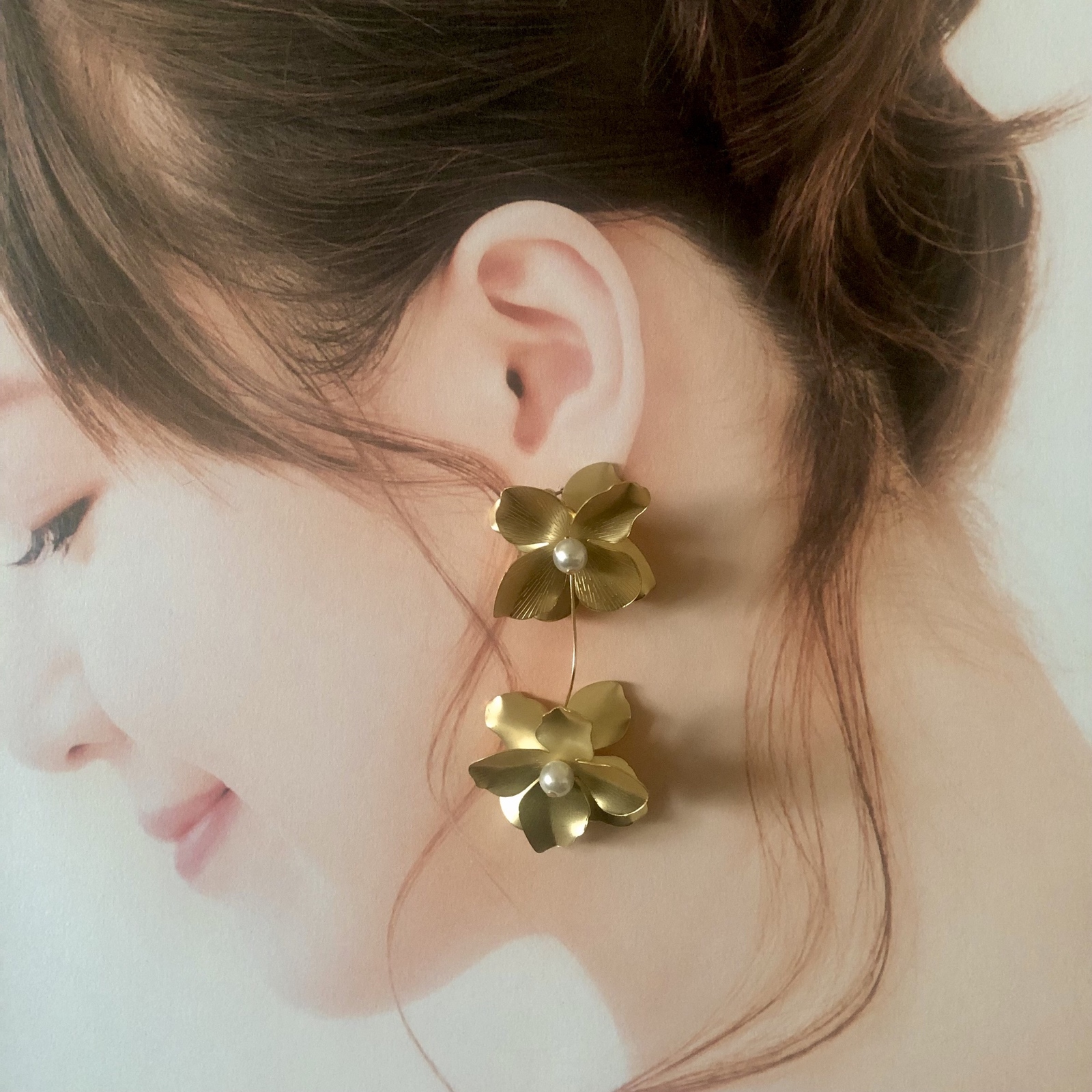 再販‼︎△フラワーゴールドシルバーピアス△