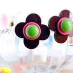 チョコ色レトロポップフラワーピアス