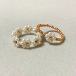 フラワーパールビーズリング 2点セット