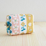 コスメポーチ＊化粧ポーチ＊flower stripe＊retro color＊August
