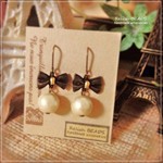 リボン＆コットンパールのピアス