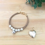 【お客様別注品】パールのレザーネックレス＆SV925カレンシルバーの鈴付き♡ハートロケット