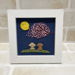【送料無料】刺繍　フレーム　インテリア　トイプードル　お花見　夜桜　満月