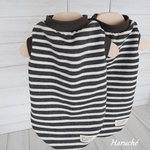 犬服　【ダックスMサイズ】　ボーダー　中厚ニット生地　カラー：チャコール×ホワイト