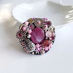 con Rosa   Antique Silver Beads Reunion 34  ビーズ刺繍ブローチ